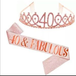 Fabulous 40 Birthday Girl Sash Tiara Crown Set Girls